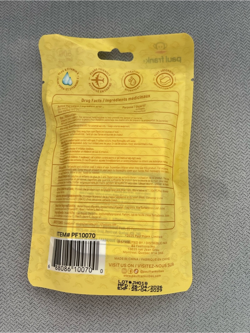 Paul Frank Mango Mojo Hand Sanitizer — Yellow - Picture 2 of 2